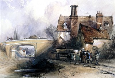 Construction of the Eastern Counties Railway, near Ilford, Essex, 1838 by Thomas Colman Dibdin